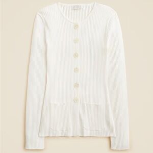 J. Crew Ivory Super-stretch ribbed cardigan
